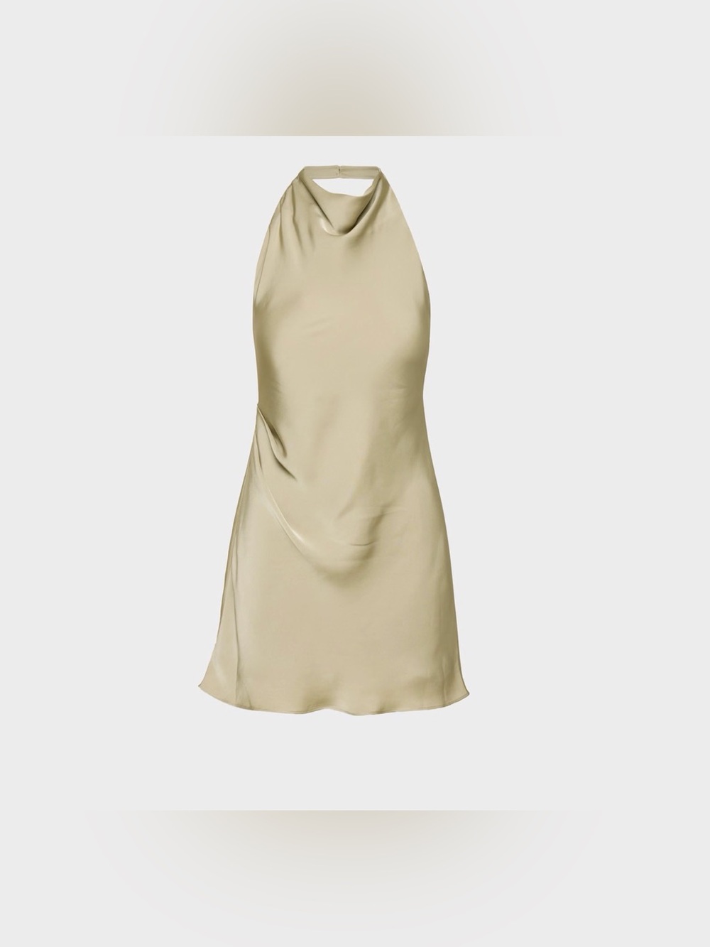 Aritzia Ten Audience Satin Mini Halter Dress in Martini Olive